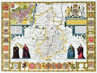 Cambridgeshire, vyryl Jodocus Hondius (1563-1612) z John Speed